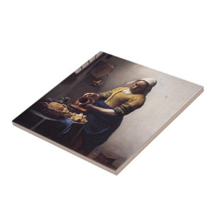 De Melkmeid door Johannes Vermeer Tegeltje