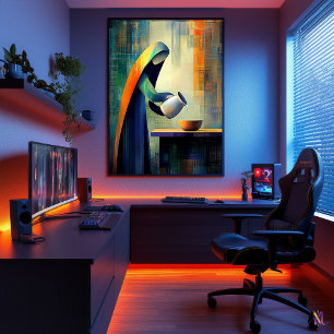 De Melkmeid - Kubistisch geïnspireerd door Vermeer Poster