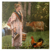 De melkmeid (rustiek zuivel Boerderij) Tegeltje (Voorkant)