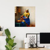 De Melkmeid van Johannes Vermeer Poster (Thuiskantoor)