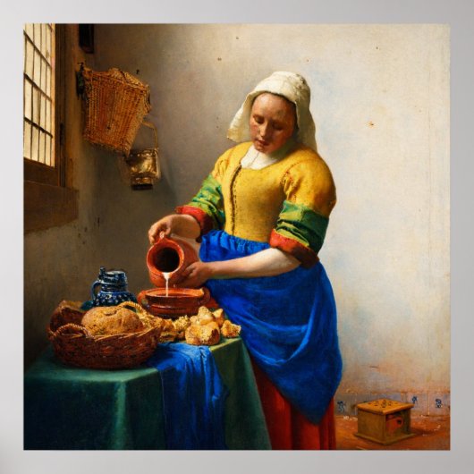De Melkmeid van Johannes Vermeer Poster (Voorkant)