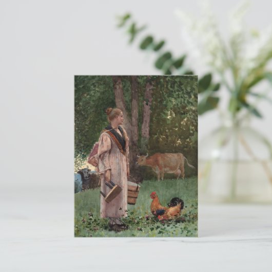 De melkmeid | Winslow Homer Briefkaart (Staand voorkant)