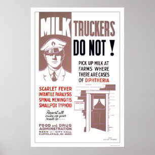 De melktruckers zijn zorgvuldig 1940 WPA Poster