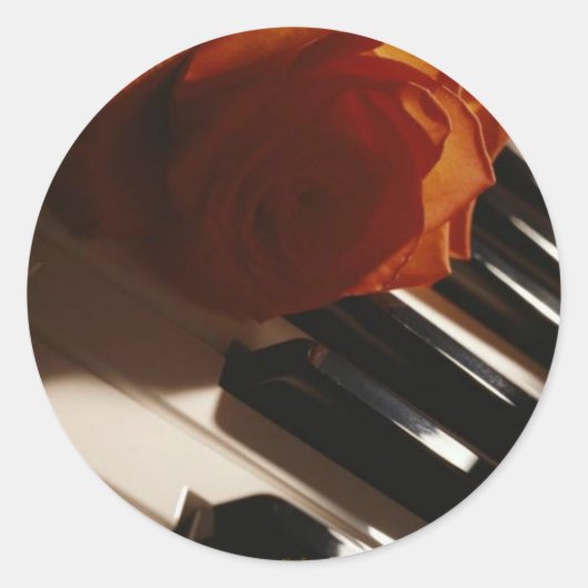 De melodie van de pianosticker ronde sticker (Voorkant)