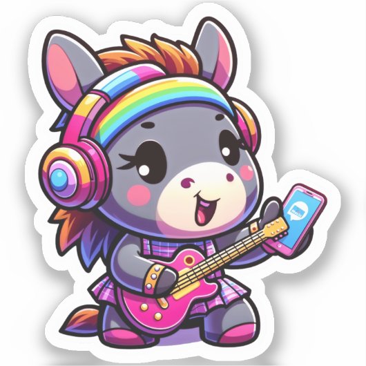 De melodie-zoete ezel sticker (Voorkant)
