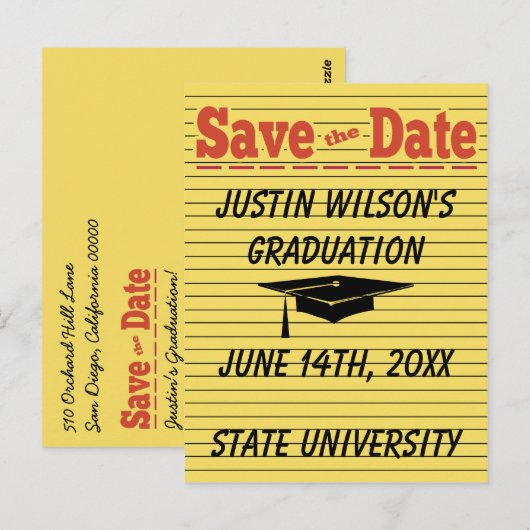 De Memo Graduation Cap bewaart de Date Card Briefkaart (Voorkant / Achterkant)
