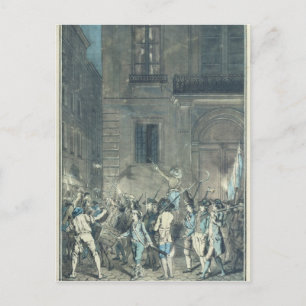De menigte die door de straten van Parijs zwerft Briefkaart
