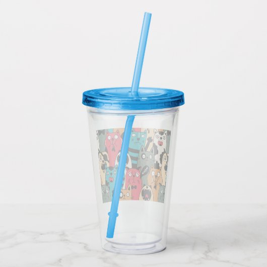 De menigte katten acryl drinkbeker (Achterkant)