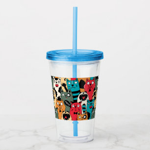 De menigte katten acryl drinkbeker