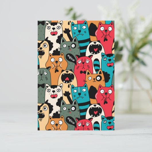 De menigte katten bedankkaart (Staand voorkant)