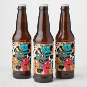 De menigte katten bier etiket (Flessen)