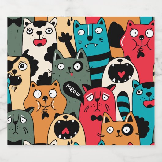 De menigte katten bier etiket (Enkel label)