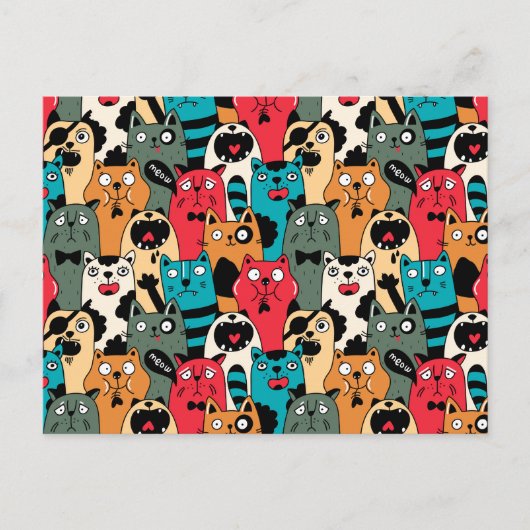 De menigte katten briefkaart (Voorkant)
