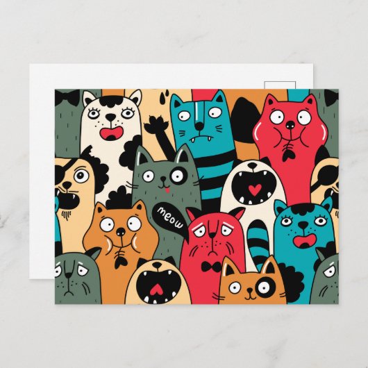 De menigte katten briefkaart (Voorkant / Achterkant)