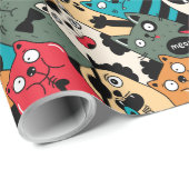 De menigte katten cadeaupapier (Rol Hoek)