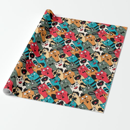 De menigte katten cadeaupapier (Uitgerold)