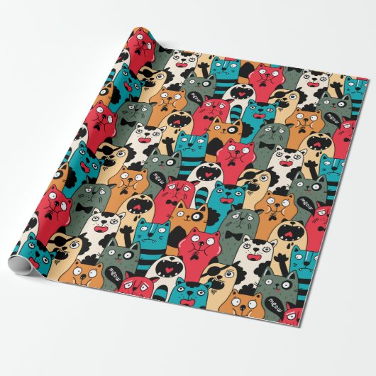 De menigte katten cadeaupapier (Uitgerold)