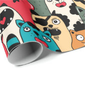 De menigte katten cadeaupapier (Rol Hoek)