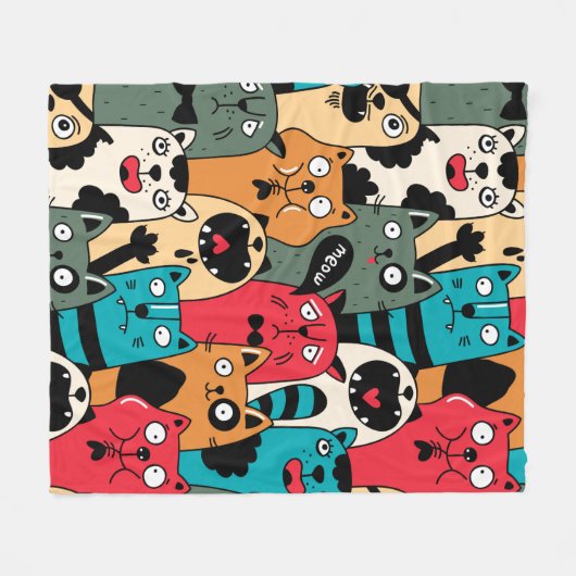 De menigte katten fleece deken (Voorkant (Horizontaal))