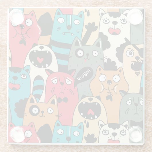 De menigte katten glazen onderzetter (Achterkant)