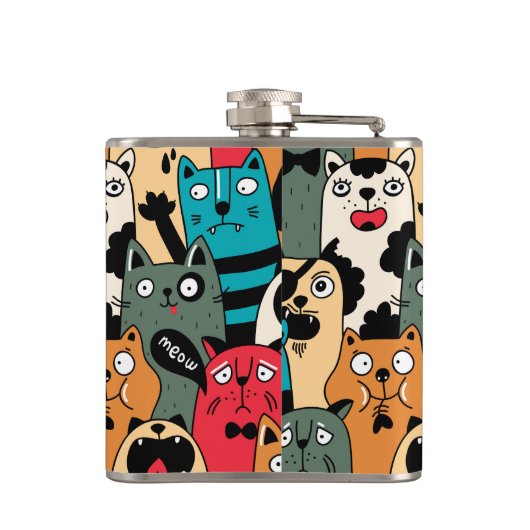 De menigte katten heupfles (Achterkant)