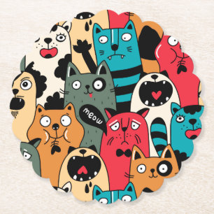 De menigte katten kartonnen onderzetters