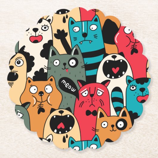De menigte katten kartonnen onderzetters (Voorkant)