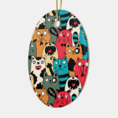 De menigte katten keramisch ornament (Links)