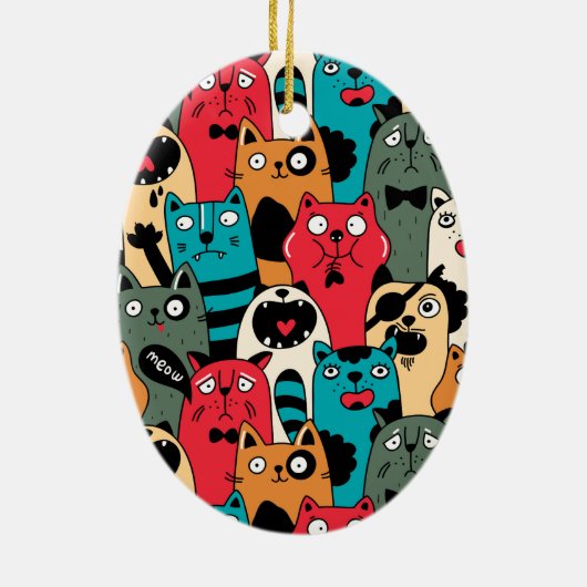 De menigte katten keramisch ornament (Achterkant)