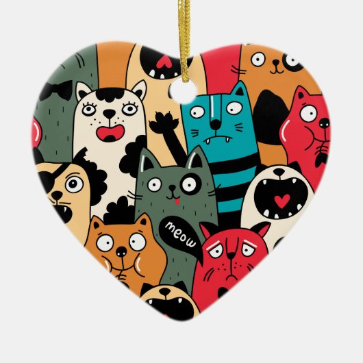 De menigte katten keramisch ornament (Voorkant)