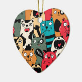 De menigte katten keramisch ornament (Links)