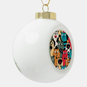 De menigte katten keramische bal ornament (Links)