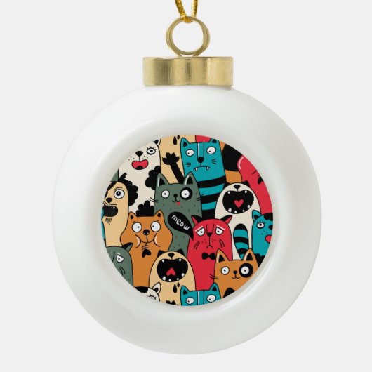 De menigte katten keramische bal ornament (Voorkant)