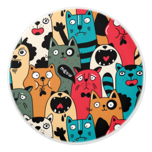 De menigte katten keramische knop