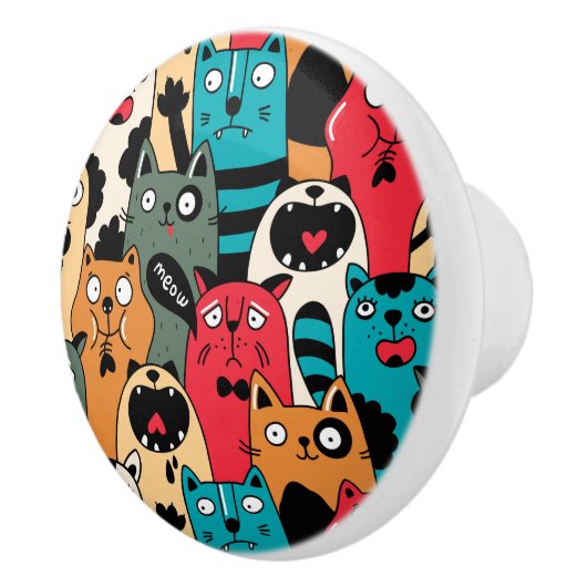 De menigte katten keramische knop (Rechts)