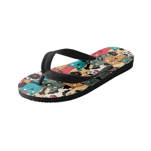 De menigte katten kinder teenslippers (Schuin)