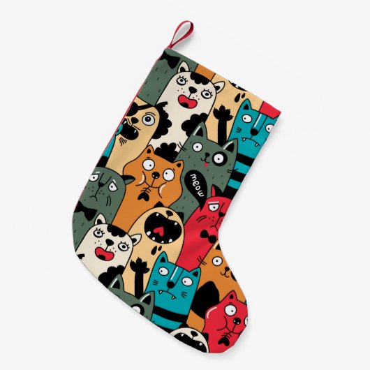 De menigte katten kleine kerstsok (Voorkant (Hangend))