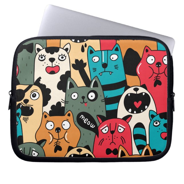De menigte katten laptop sleeve (Voorkant)