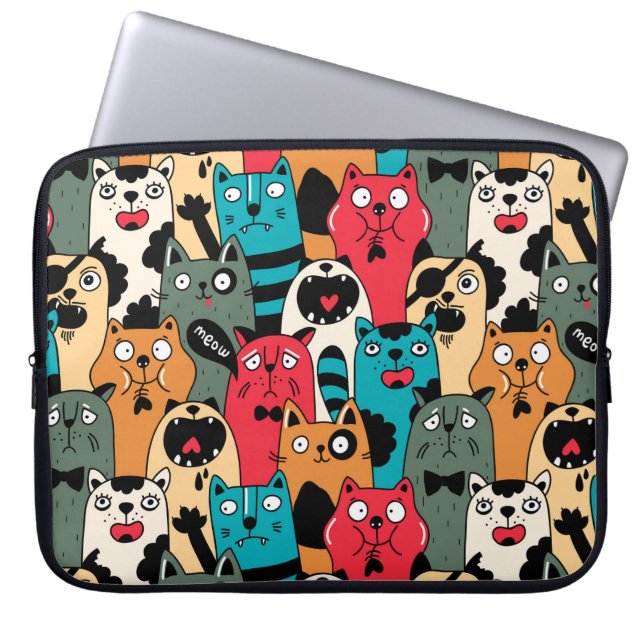 De menigte katten laptop sleeve (Voorkant)