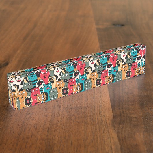 De menigte katten naambordje (Zijkant)