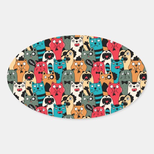 De menigte katten ovale sticker (Voorkant)