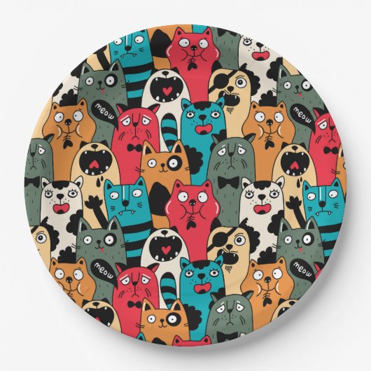 De menigte katten papieren bordje (Voorkant)