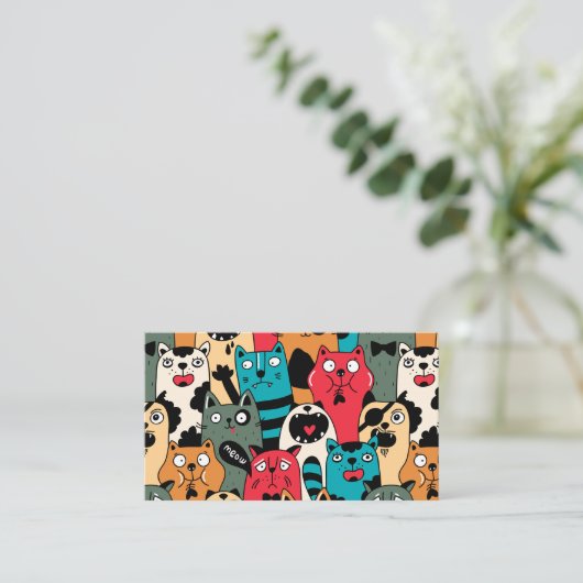 De menigte katten plaatskaartje (Staand voorkant)