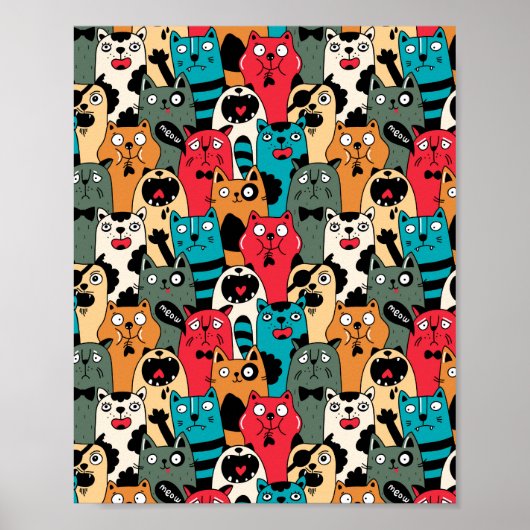 De menigte katten poster (Voorkant)