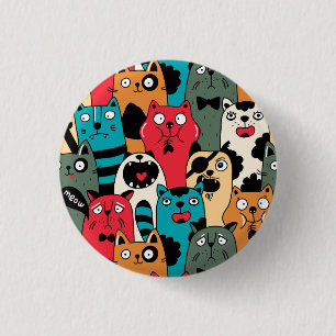 De menigte katten ronde button 3,2 cm