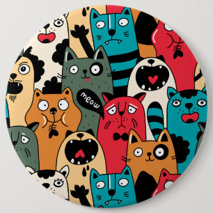 De menigte katten ronde button 6,0 cm