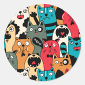 De menigte katten ronde sticker (Voorkant)
