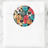 De menigte katten ronde sticker (Tas)