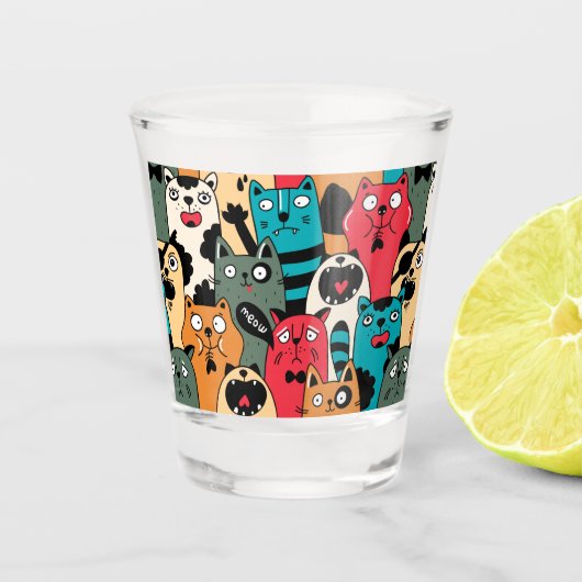 De menigte katten shot glas (Voorkant)