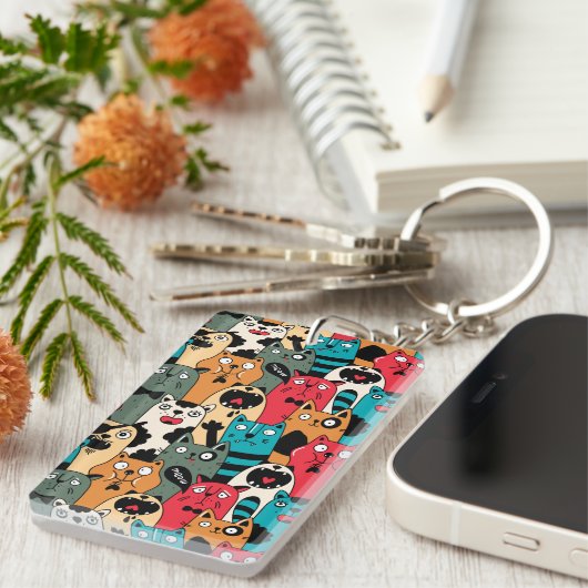 De menigte katten sleutelhanger (Voorkant Rechts)